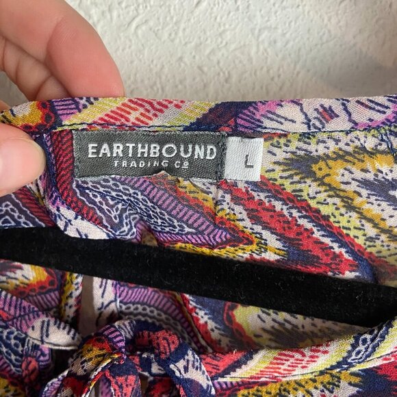 Earthbound Size Large Sheer Maxi Dress Boho Aztec Print Empire Waist Hippie - Picture 6 of 9